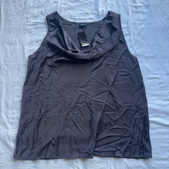 NWT Torrid Satin Cowl Neck Gray Sleeveless Tank Top - Picture 1 of 6